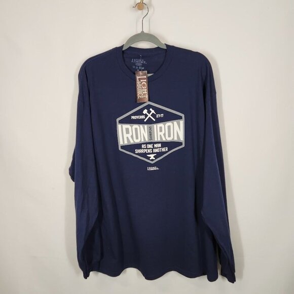 NWT Light Source Mens Long Sleeve T-Shirt Iron Crest in Navy Size 3X - Picture 2 of 6